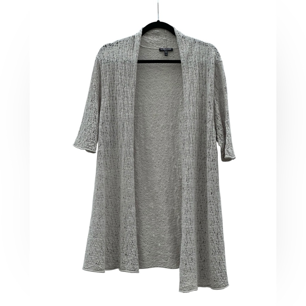 Eileen Fisher Gray Open-Front Cardigan- Wool -1X